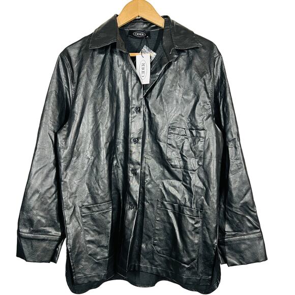 Cider Button Down Polyurethane Shirt Long Sleeve Casual Black - M - Picture 1 of 4